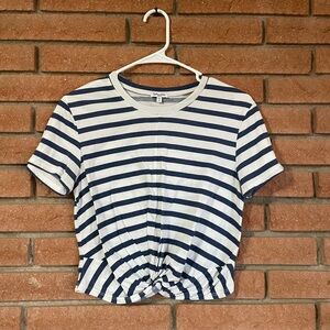 Splendid Navy and White Striped Short Sleeve Tee
